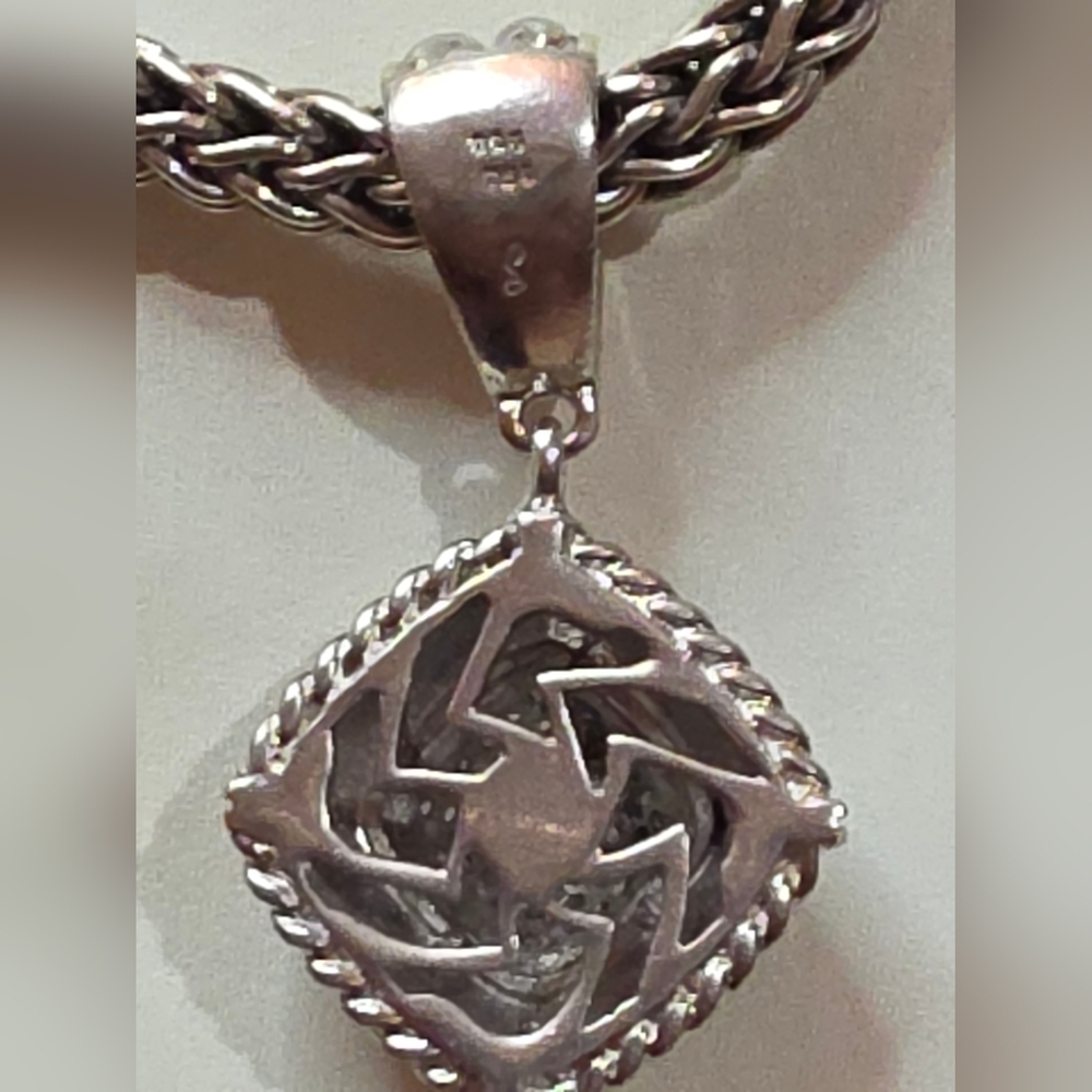 18K GAIL SCOTT GENUINE DIAMOND STERLING SILVER 925 CHAIN & PENDANT 80.95 GR - Picture 7 of 11
